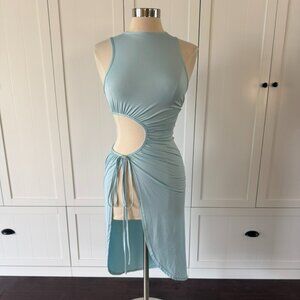 Boohoo Cutout Bodycon Midi Dress Cover Up Side Tie Asymmetrical